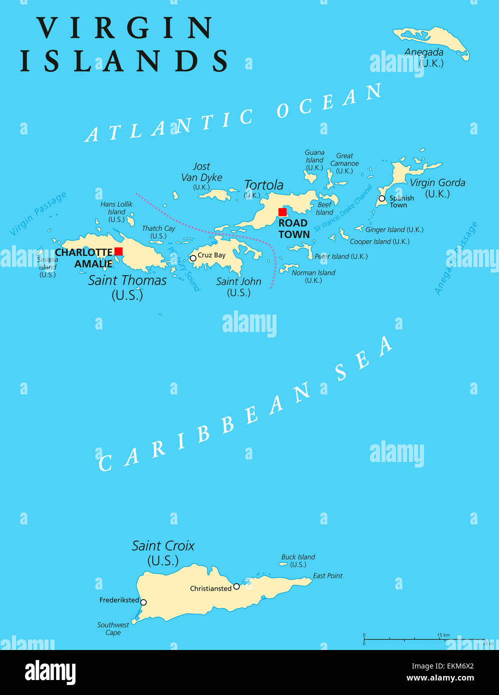 Virgin Islands Political Map Stock Photo Alamy