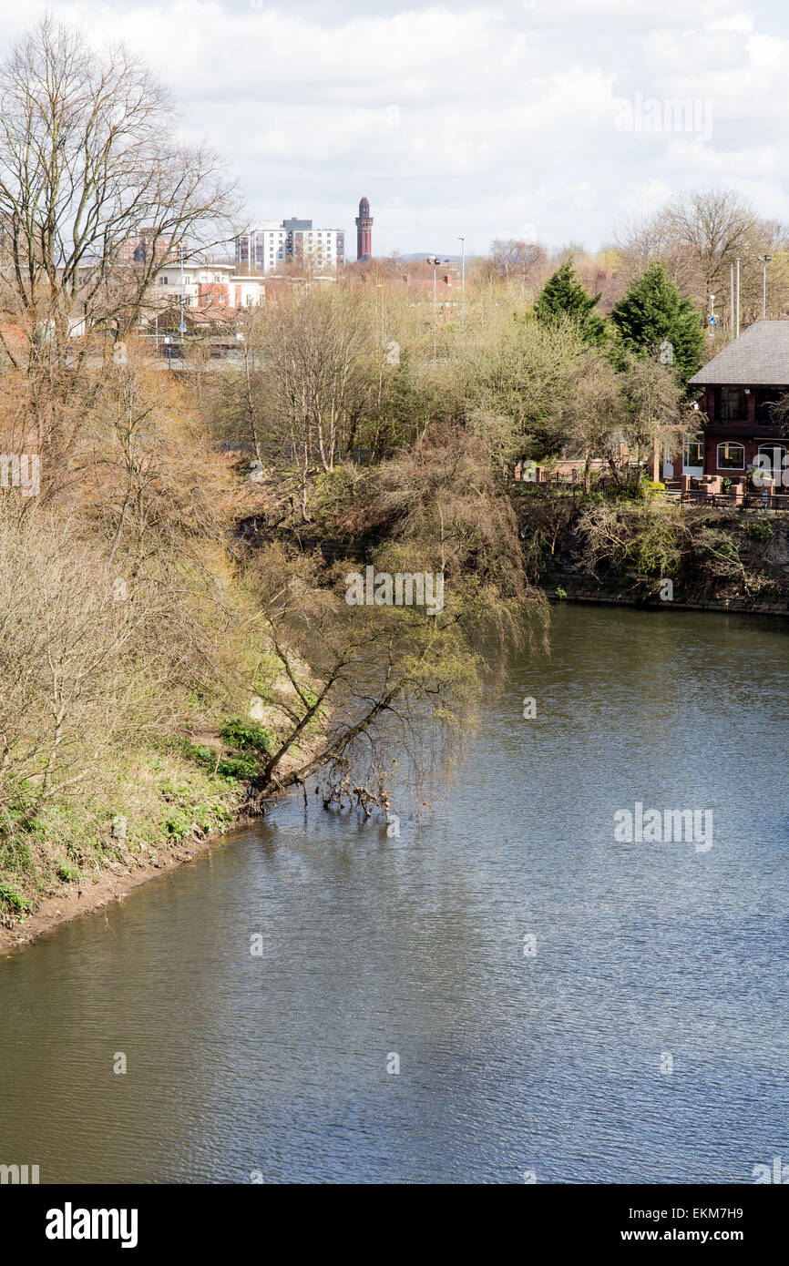Salford, part of Greater Manchester and the river Irwell Stock Photo