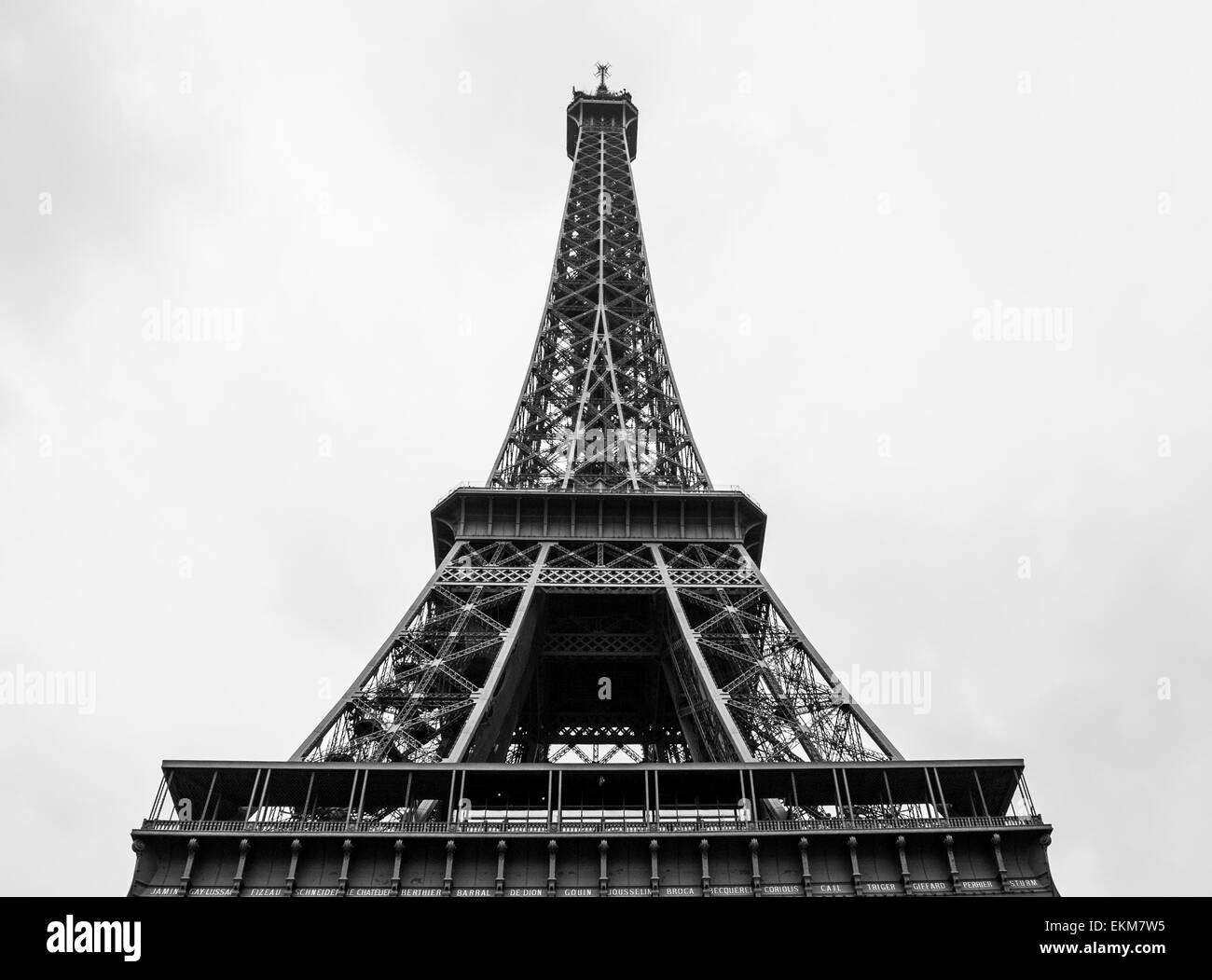 The Eiffel Tower, Paris. ( Black and White ) Stock Photo