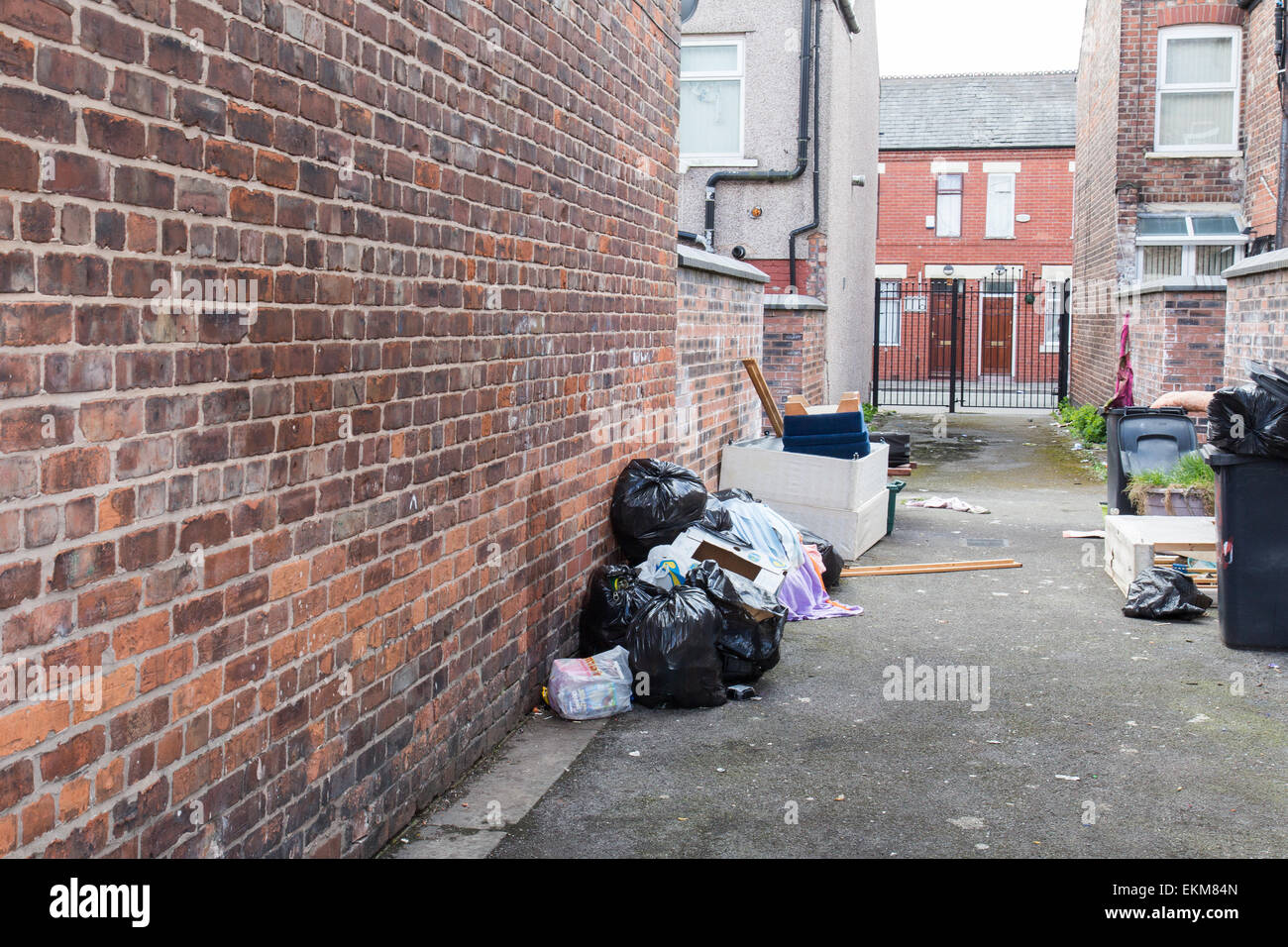 Salford, part of Greater Manchester uncollected rubbish Stock Photo Alamy