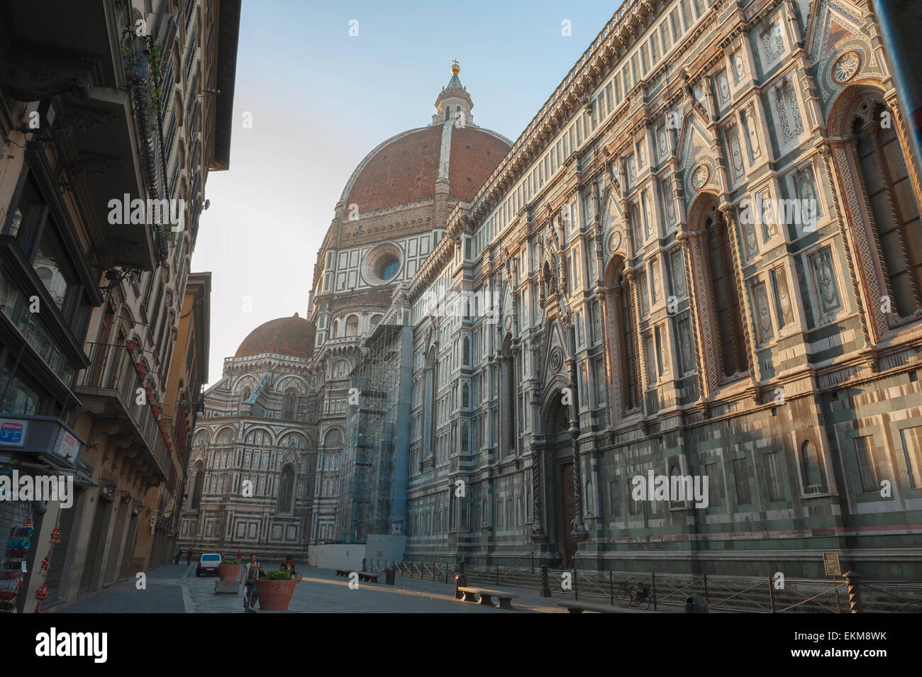 Florence Cathedral, view at sunrise of the Duomo in the Piazza San Giovanni in the center of Florence, Tuscany, Italy. Stock Photo