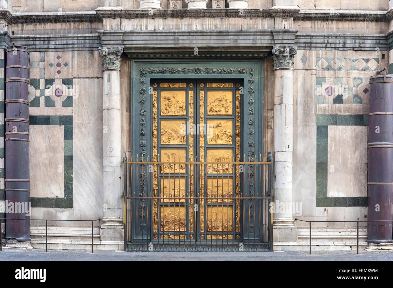Florence Baptistry, view of the east doors of the Baptistery in Florence designed by Lorenzo Ghiberti, Tuscany, Italy Stock Photo