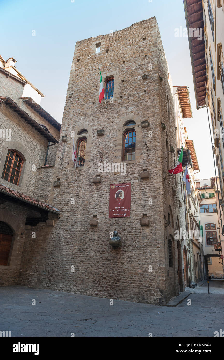 Dante Museum, view of the Museo Casa di Dante, located on the site of Dante's birthplace, Florence, Tuscany, Italy Stock Photo