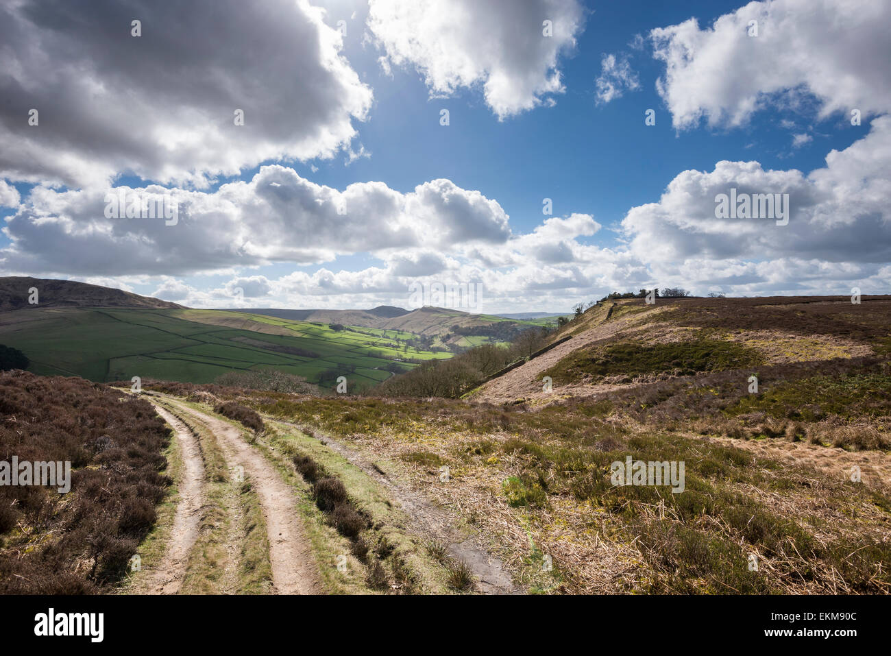 A well used dirt track on the hills above Hayfield in the Peak DIstrict