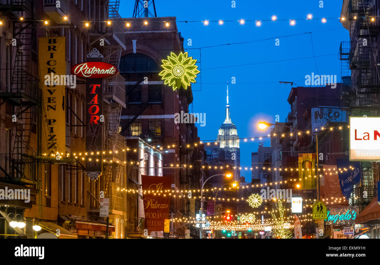 The Empire State Building seen from Mulberry Street in Little Italy