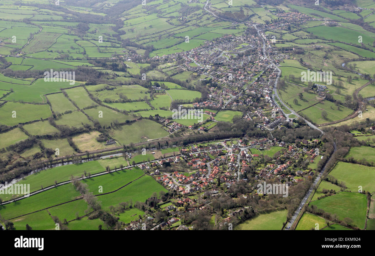aerial view of Briggswath and Sleights near the North Yorks Moors, Yorkshire, UK Stock Photo