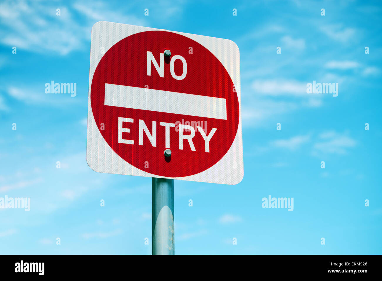 No Entry road sign with blue sky Stock Photo - Alamy