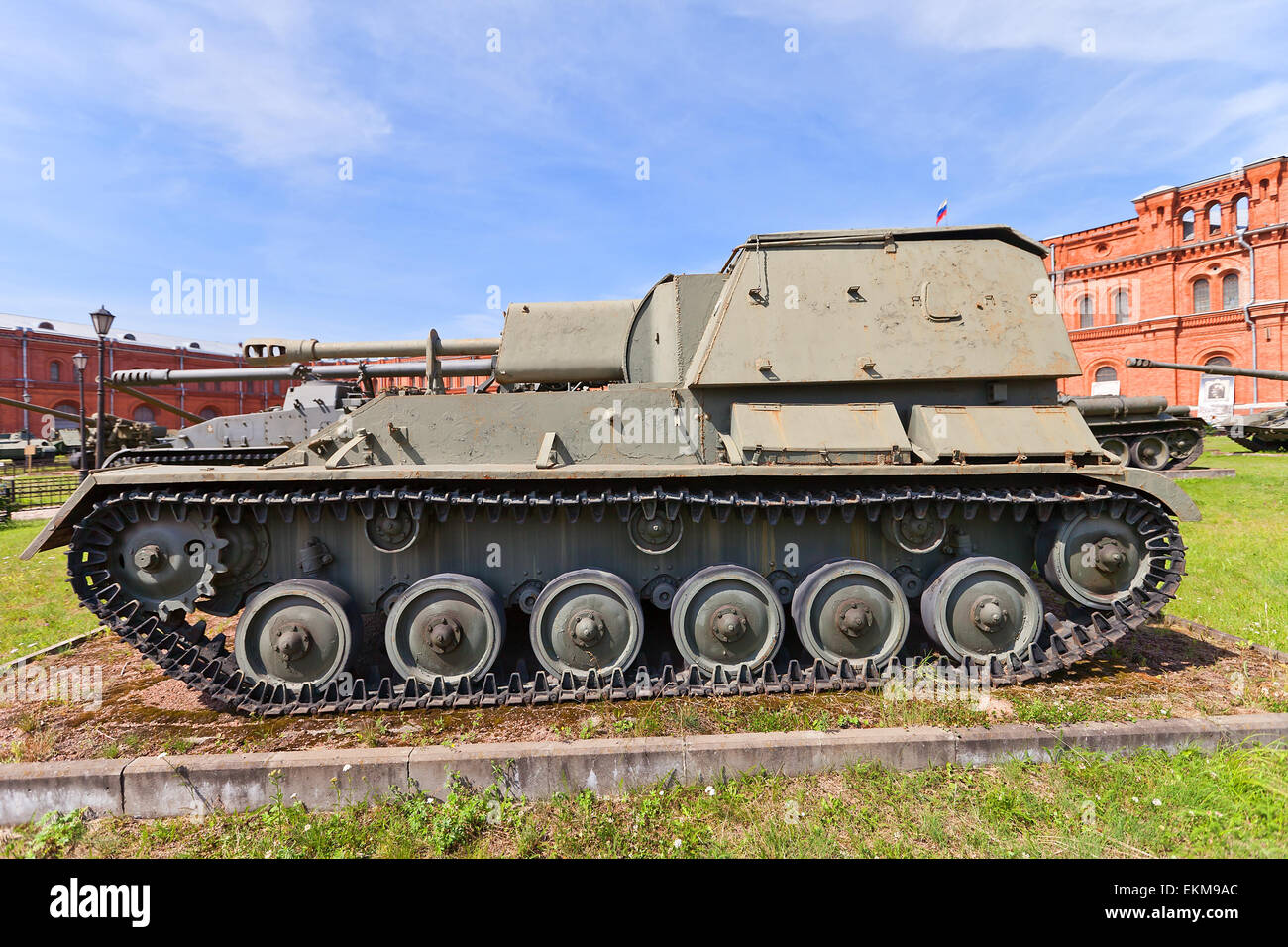 Soviet 76 mm self-propelled gun SU-76M. Was used during and after World War II. Stock Photo