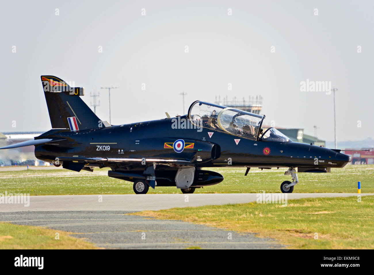 Raf Valley Anglesey North Wales Uk  ZK019 T2 Hawk Fast jet Stock Photo