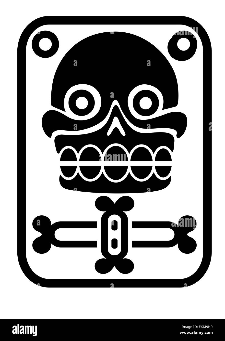 Vector Aztec stamp with skull Stock Vector
