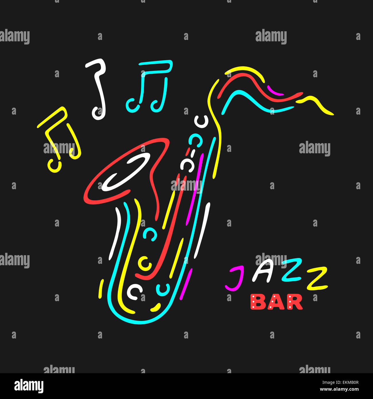 Neon Saxophone Symbol Stock Photo - Alamy