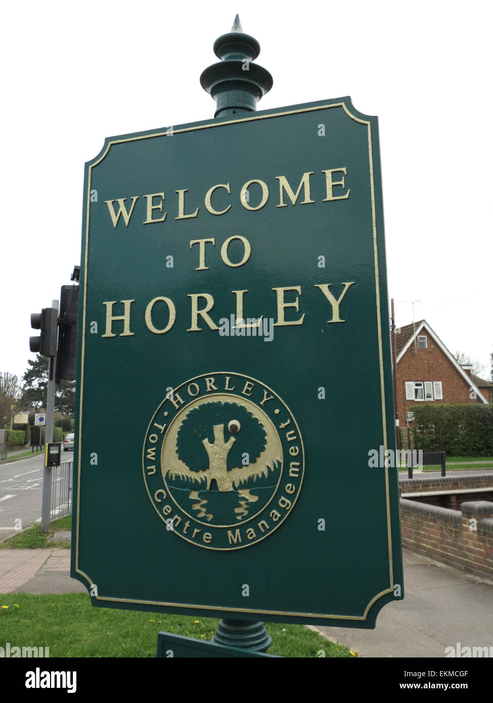 Welcome to Horley, in Surrey Stock Photo
