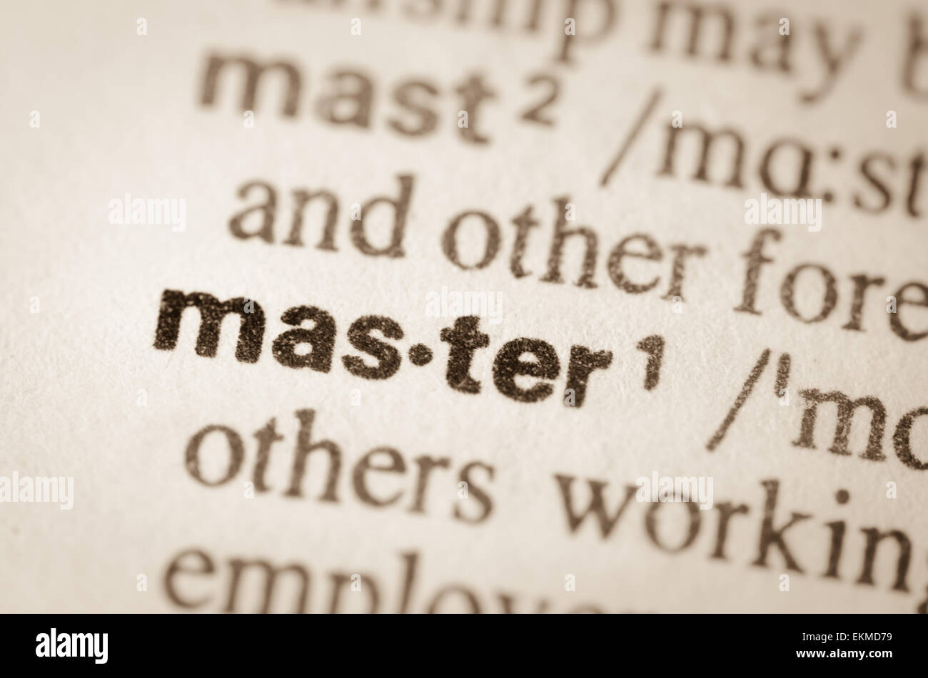 Definition of word master in dictionary Stock Photo Alamy
