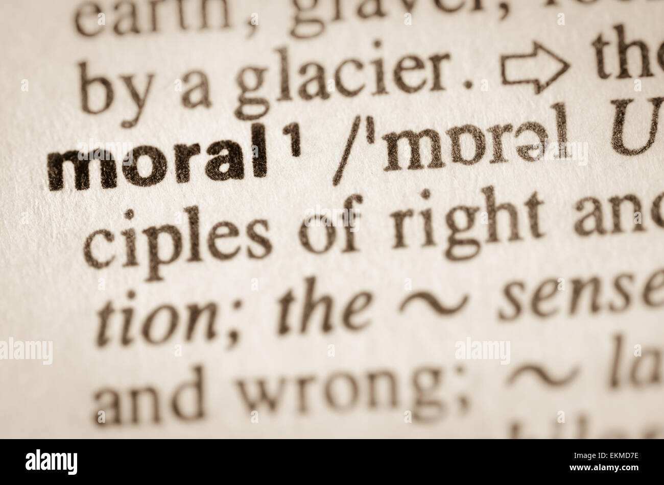 Definition of word moral in dictionary Stock Photo