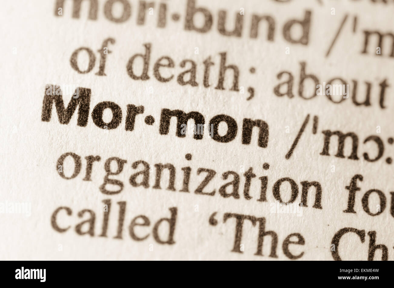 Definition of word Mormon in dictionary Stock Photo Alamy