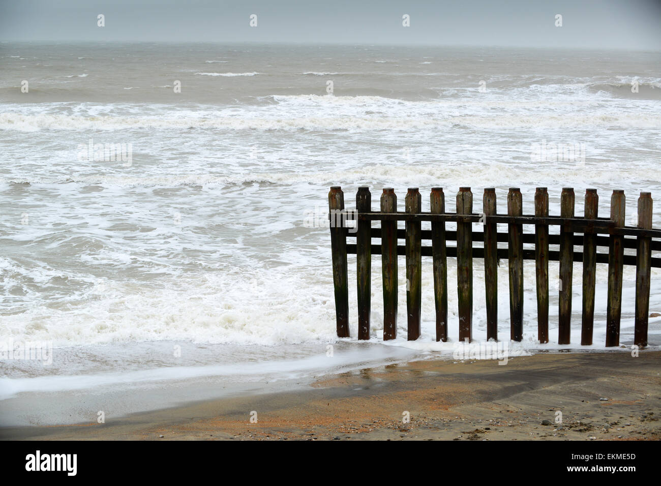 Wooden sea defence defences on Ventnor beach Isle of Wight Stock Photo