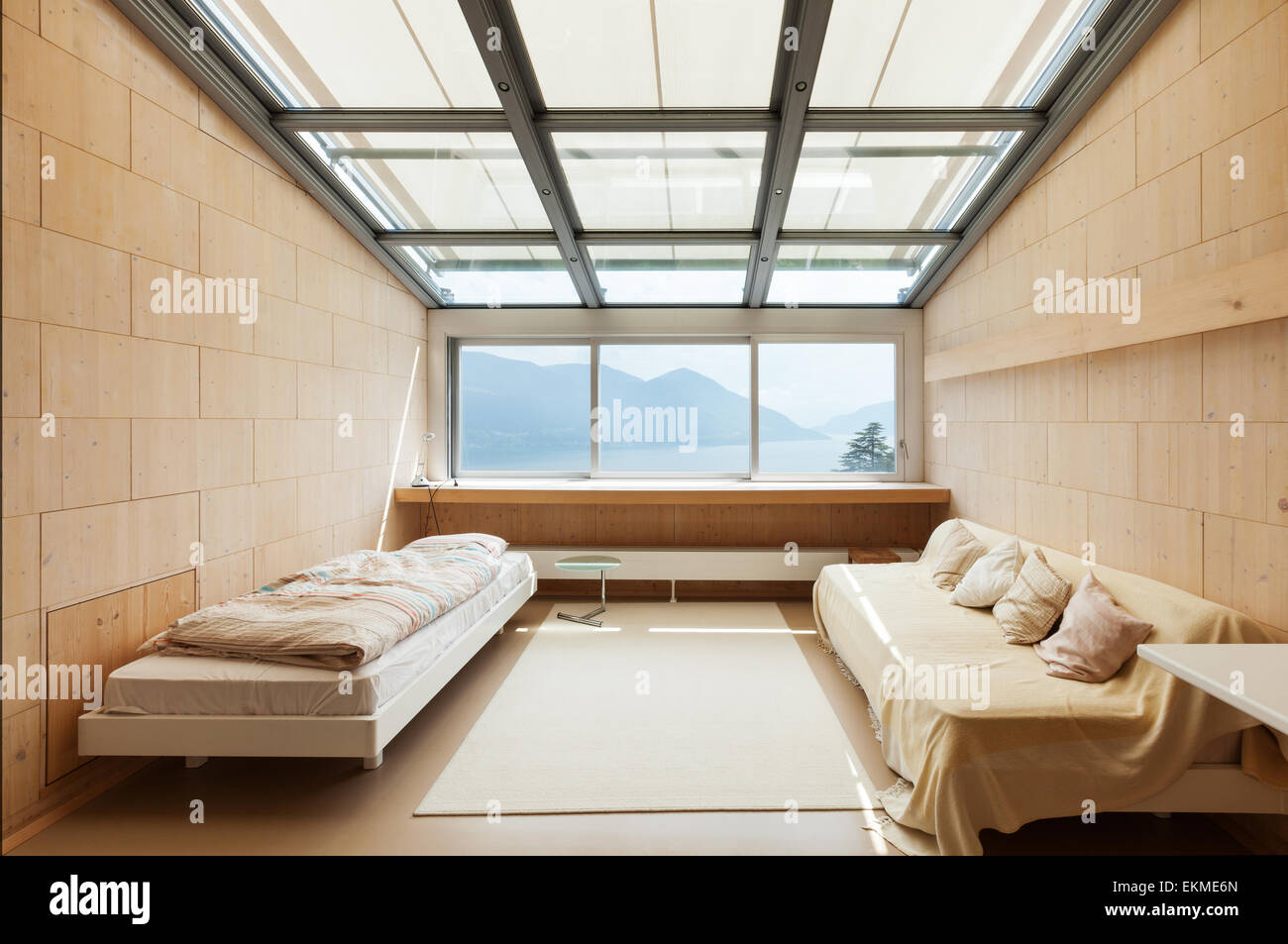 mountain house, modern architecture, interior, bedroom Stock Photo - Alamy