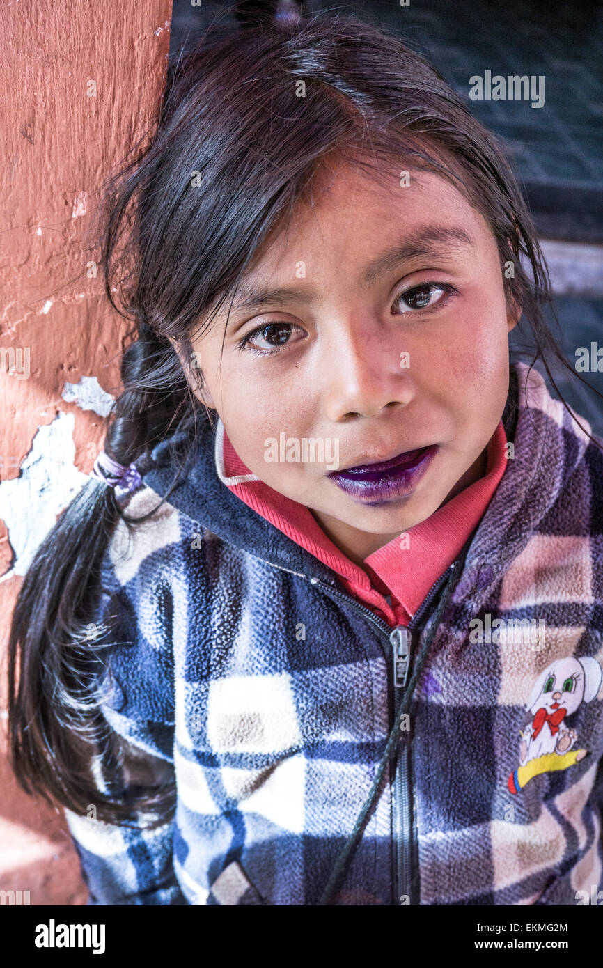 Shy Pretty Little Indigenous Indian Girl Street Vendor With