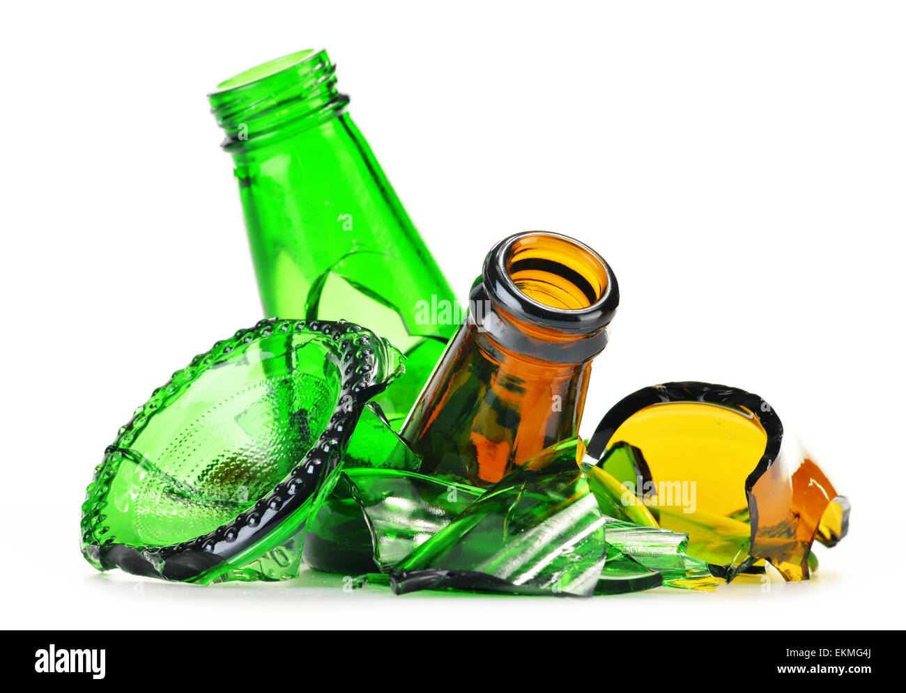 Pieces of broken glass over white background. Recycling Stock Photo Alamy