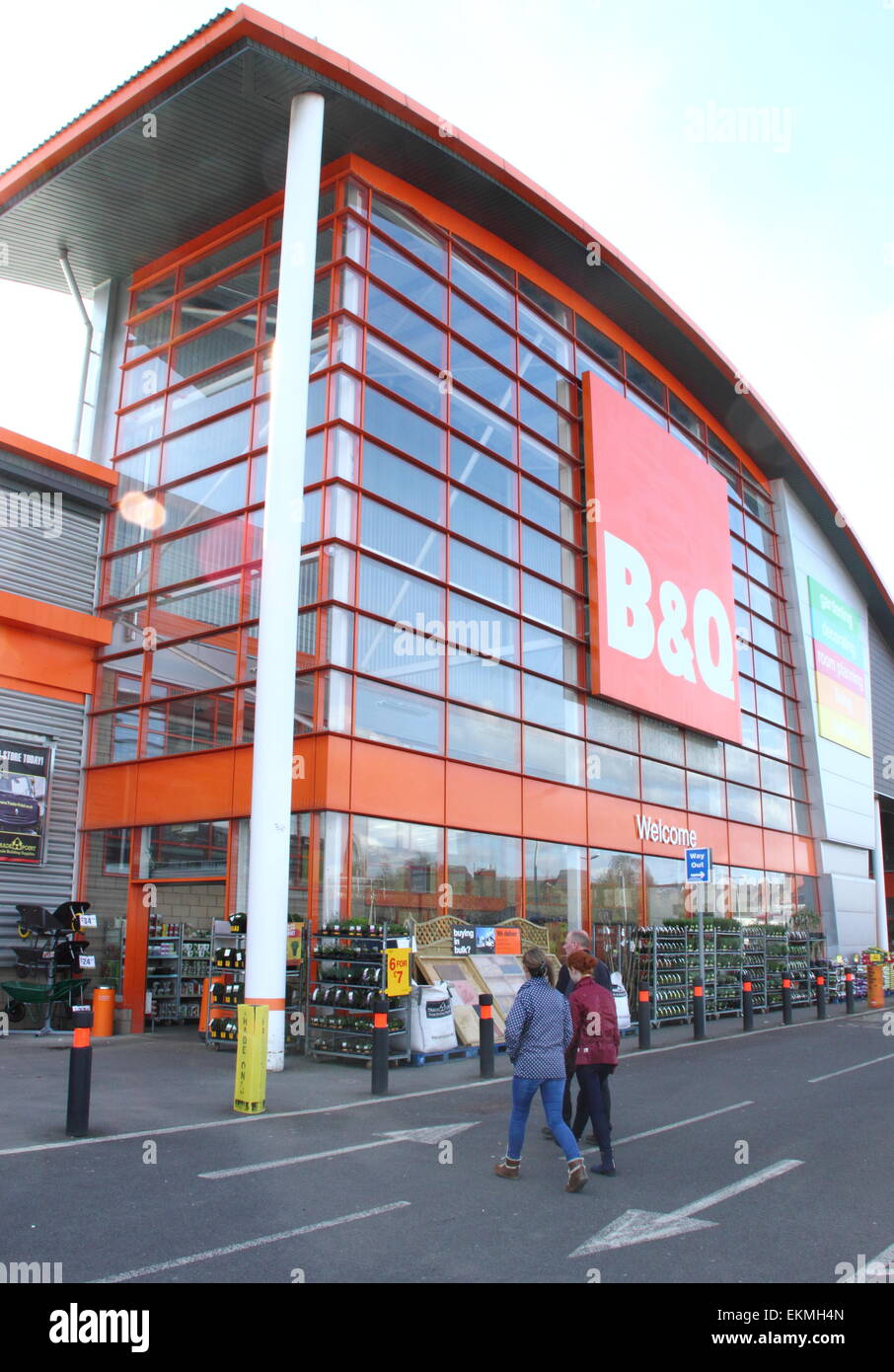 Shoppers approach the entrance to the B& Q warehouse in Chesterfield ...