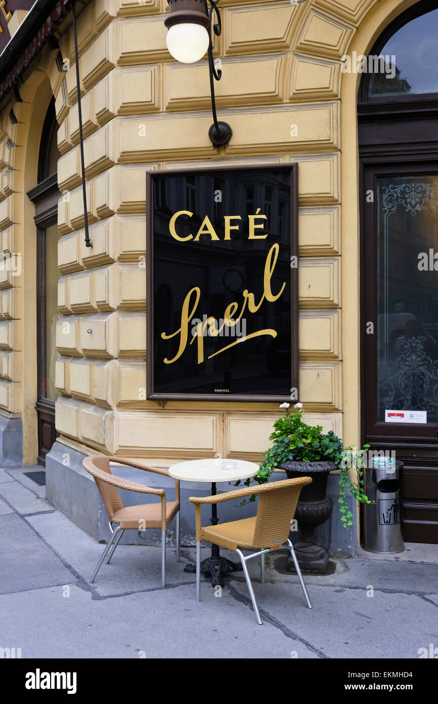 The exterior of the famous Viennese Cafe Sperl in Vienna, Austria. Stock Photo