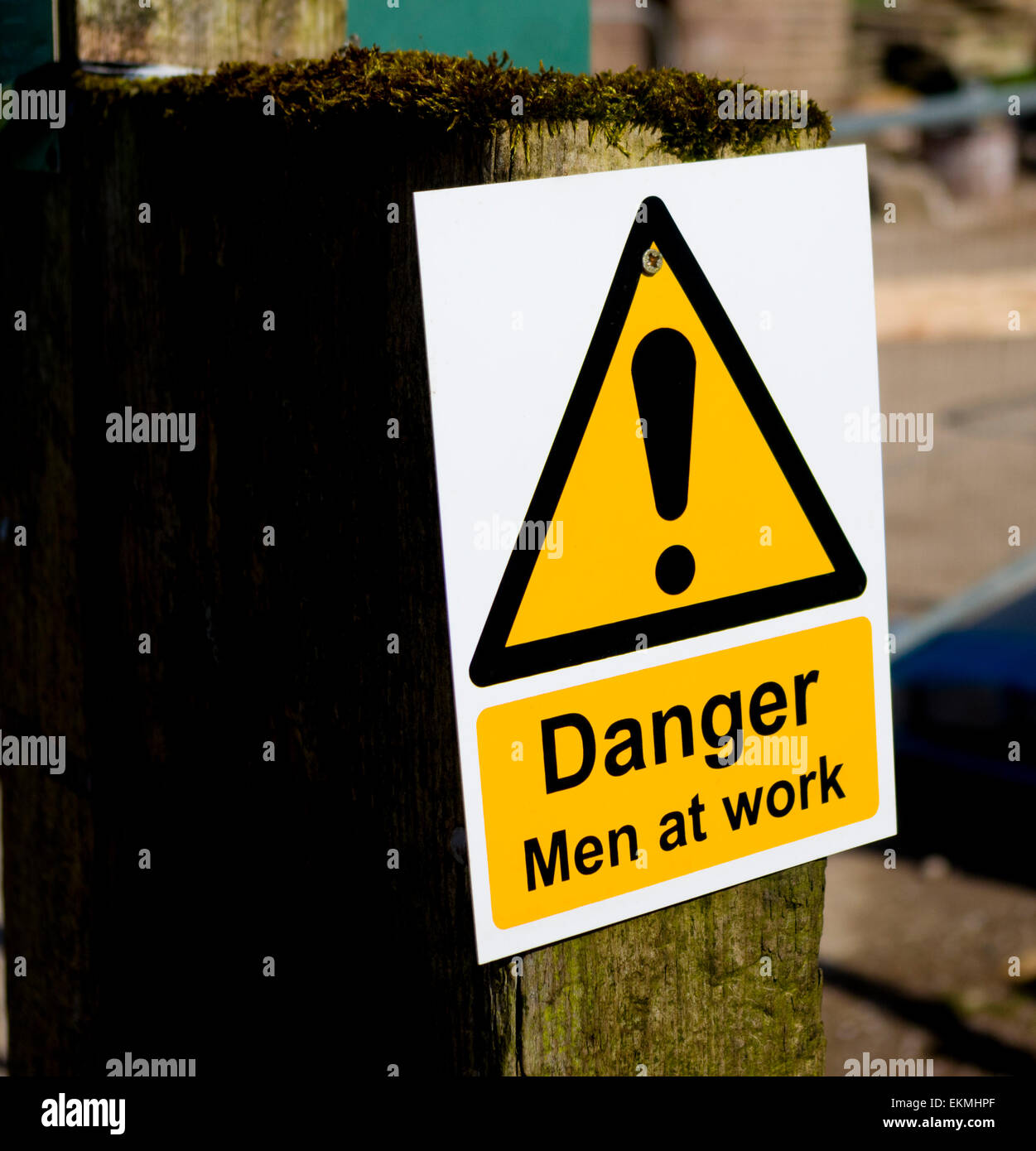 Danger Men At Work Warning Sign, UK Stock Photo Alamy