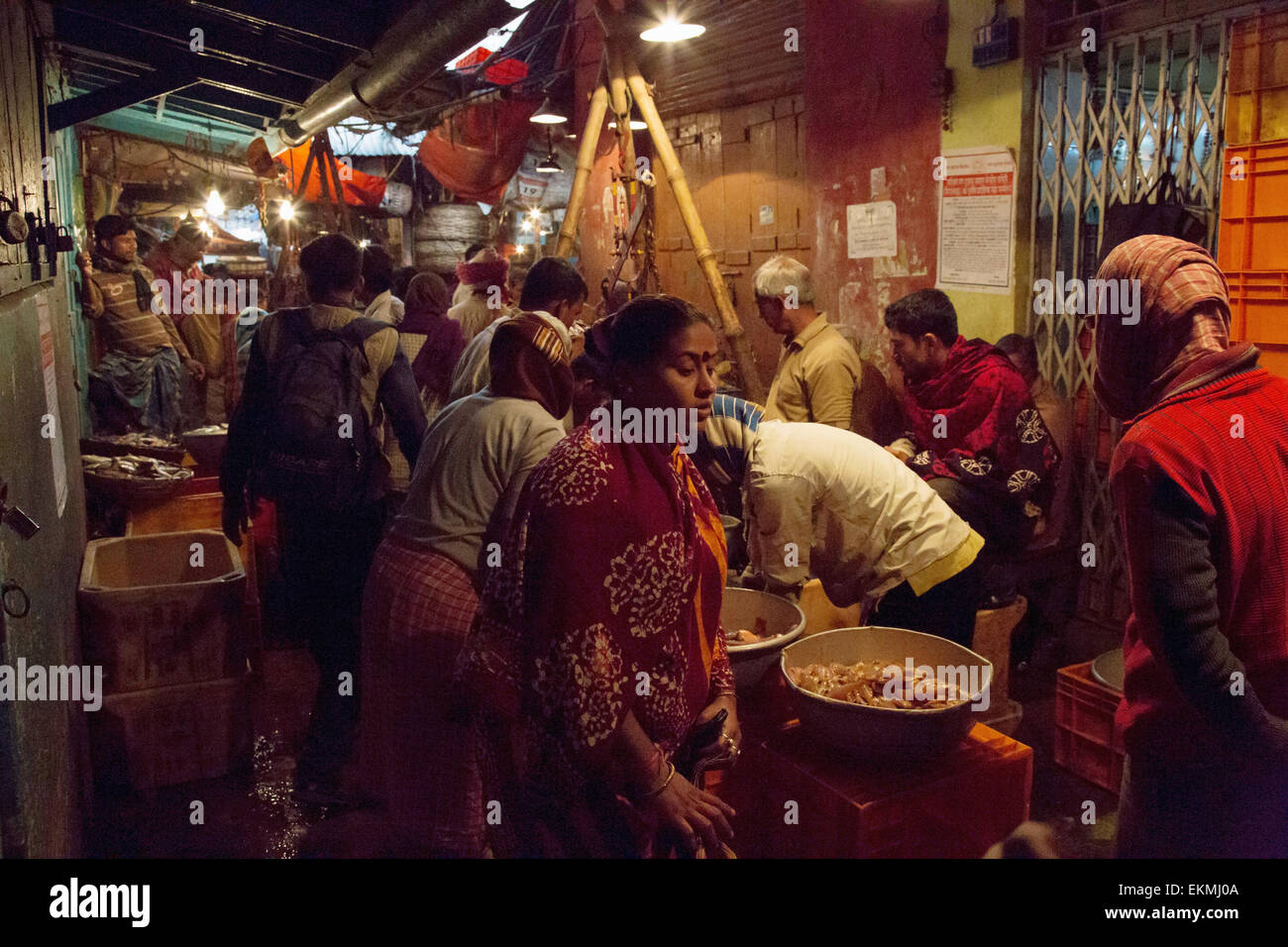 Wholesale fish Market Bepin Behari Ganguly Street Calcutta Kolkata Stock Photo