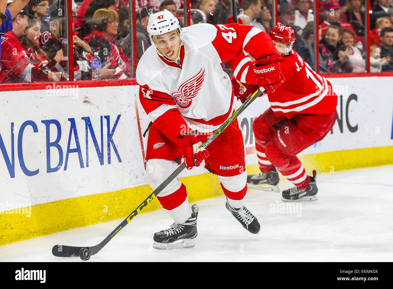 Raleigh, North Carolina, USA. 11th Apr, 2015. Detroit Red Wings defenseman Alexei Marchenko (47) during the NHL game between the Detroit Red Wings and the Carolina Hurricanes at the PNC Arena. The Red Wings defeated the Carolina Hurricanes 2-0. © Andy Martin Jr./ZUMA Wire/Alamy Live News Stock Photo