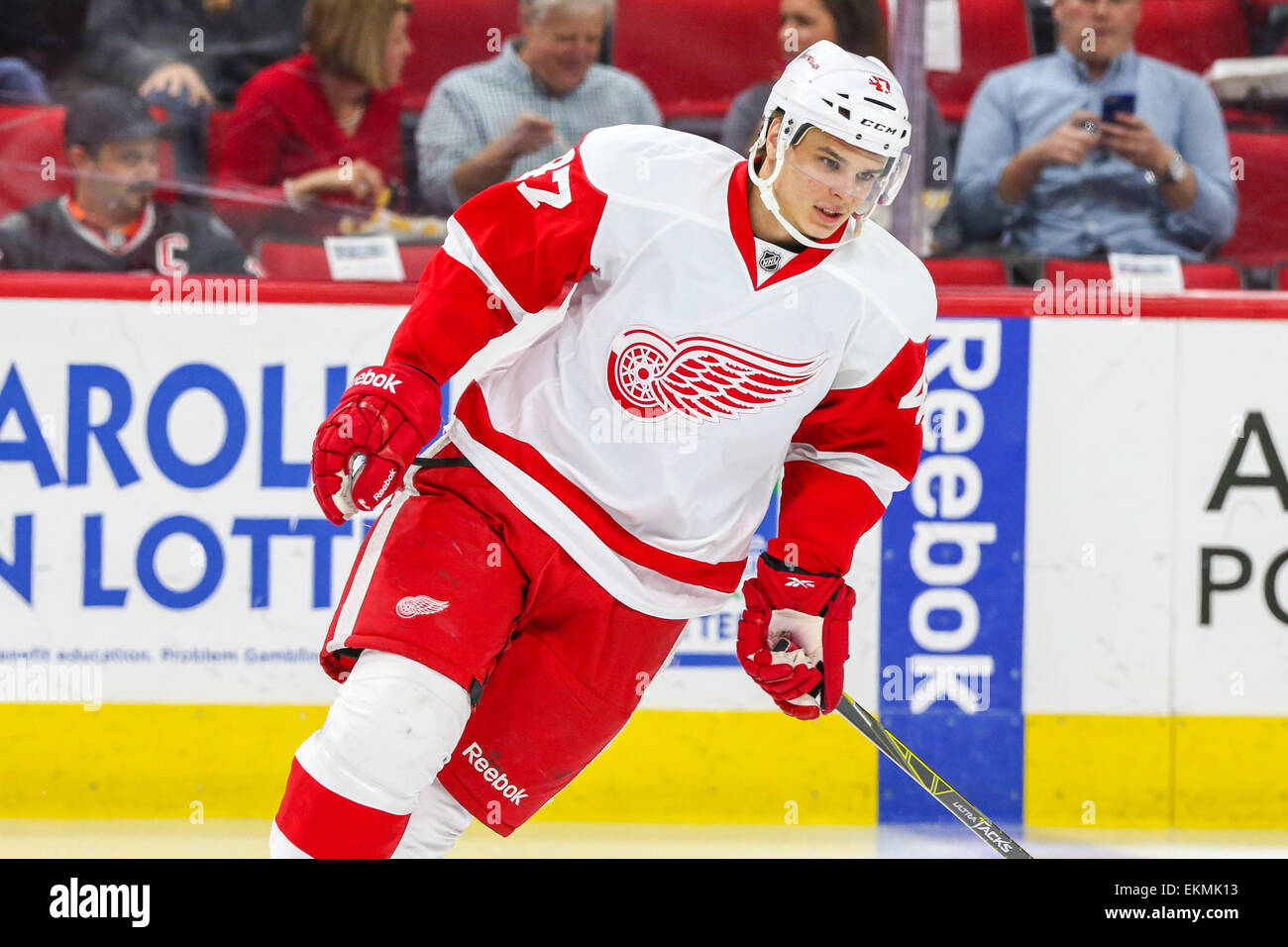 Raleigh, North Carolina, USA. 11th Apr, 2015. Detroit Red Wings defenseman Alexei Marchenko (47) during the NHL game between the Detroit Red Wings and the Carolina Hurricanes at the PNC Arena. The Red Wings defeated the Carolina Hurricanes 2-0. © Andy Martin Jr./ZUMA Wire/Alamy Live News Stock Photo