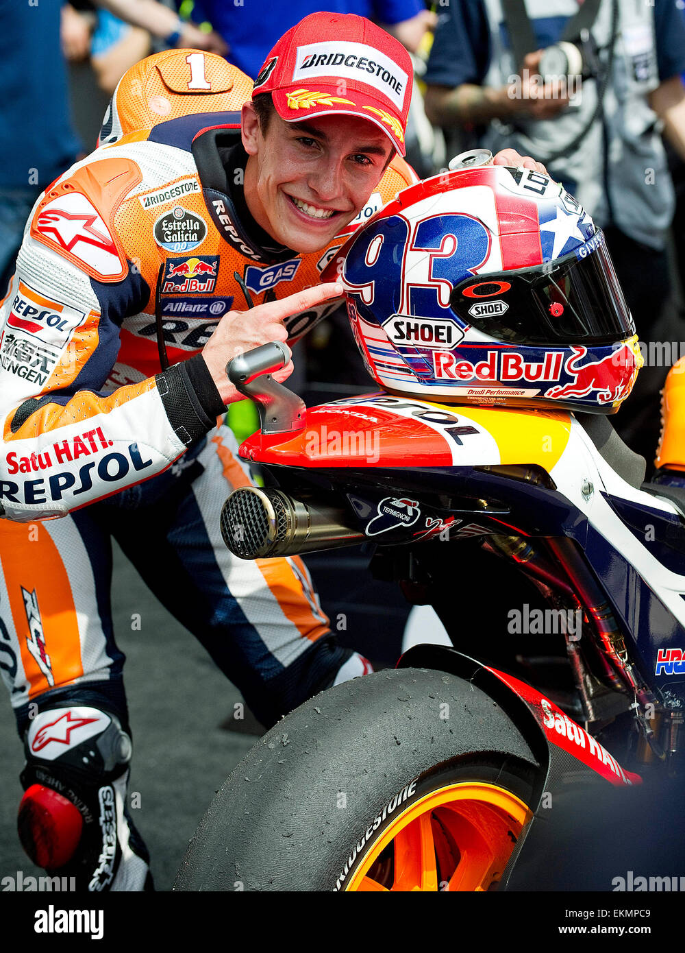 April 12, 2015: Marc Marquez #93 with Repsol Honda Team takes first place  in MotoGP at Red Bull Grand Prix of the Americas. Austin, Texas Stock Photo  - Alamy