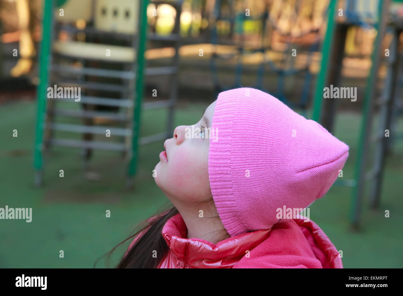 Portrait of beautiful girl on the playground Stock Photo - Alamy
