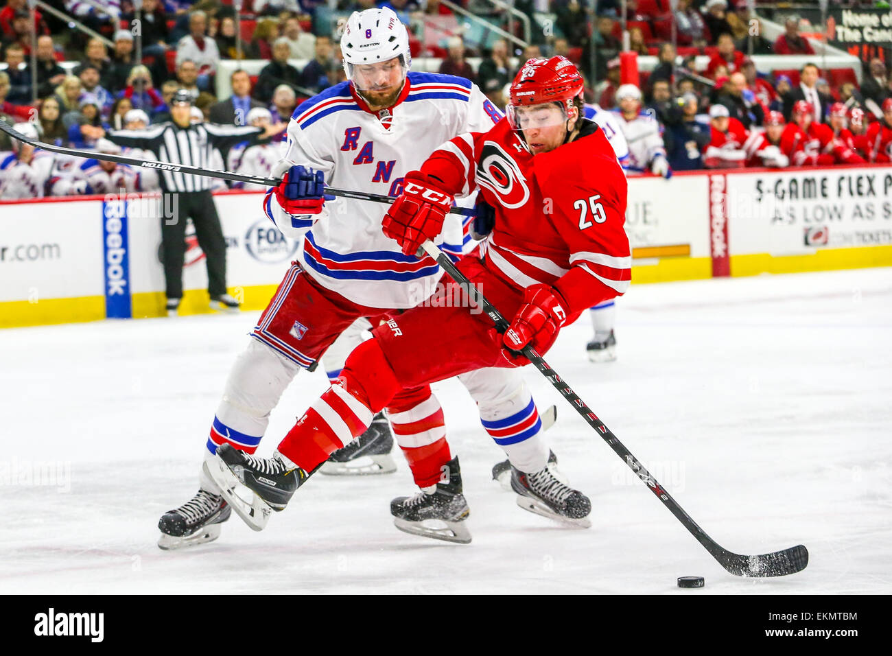 New York Rangers defenseman Kevin Klein (8) and Carolina Hurricanes ...