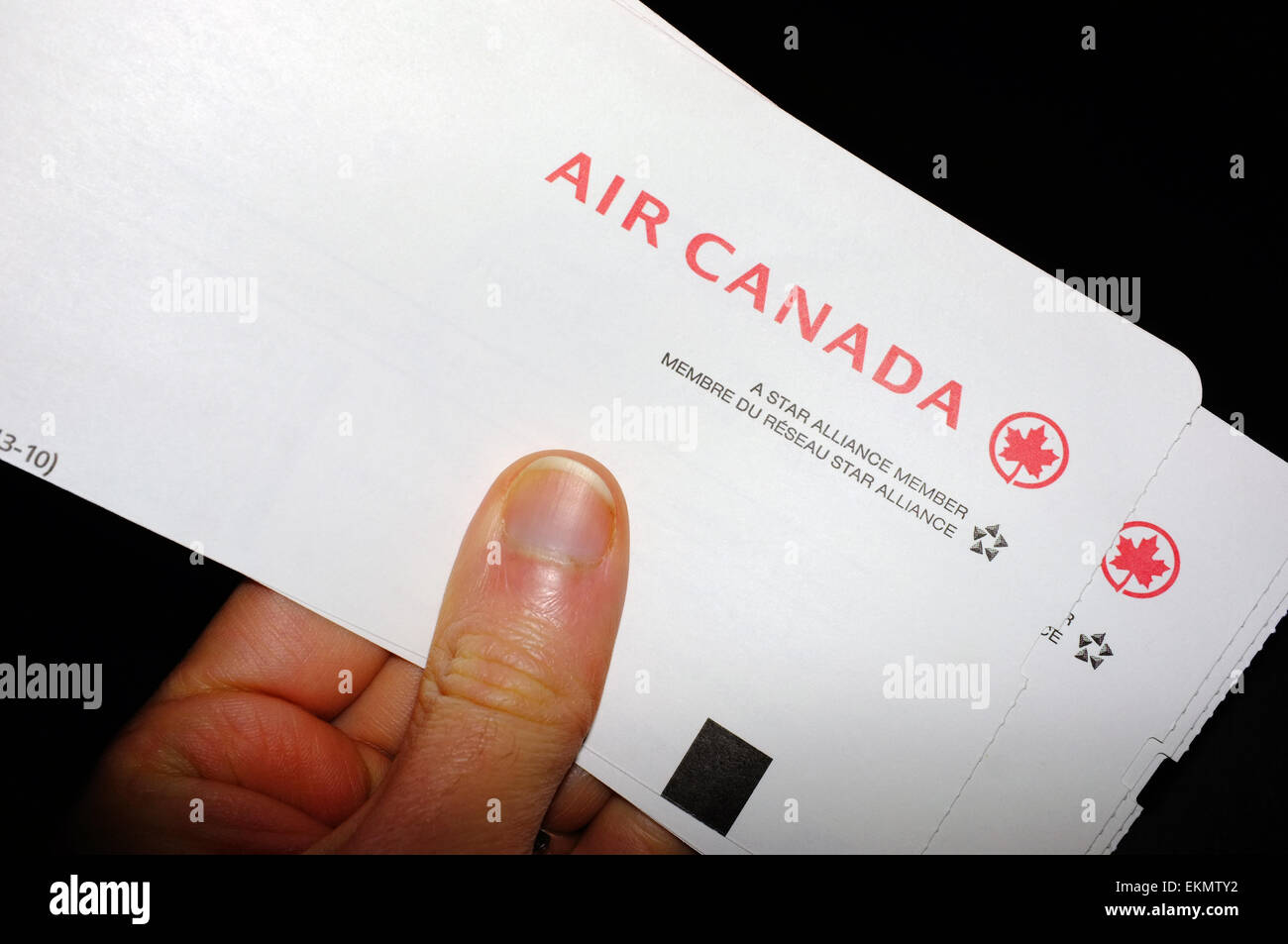 A hand holding Air Canada Boarding Passes Stock Photo Alamy