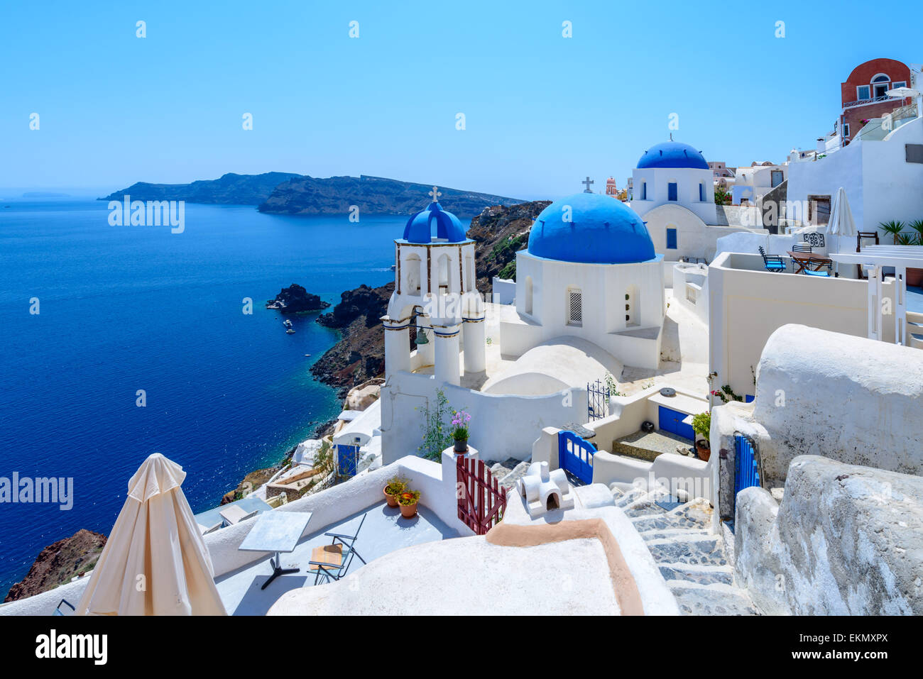 White architecture of Oia village on Santorini island, Greece Stock ...