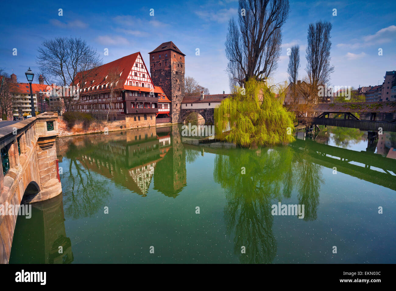 Nuremberg, Germany. Image of the Nuremberg old town during sunny spring day. Stock Photo