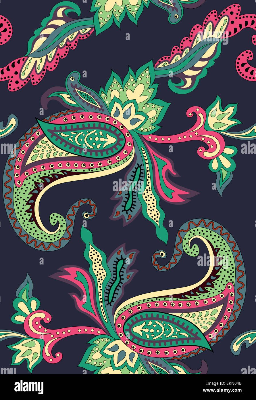 Paisley pattern on black background Stock Photo