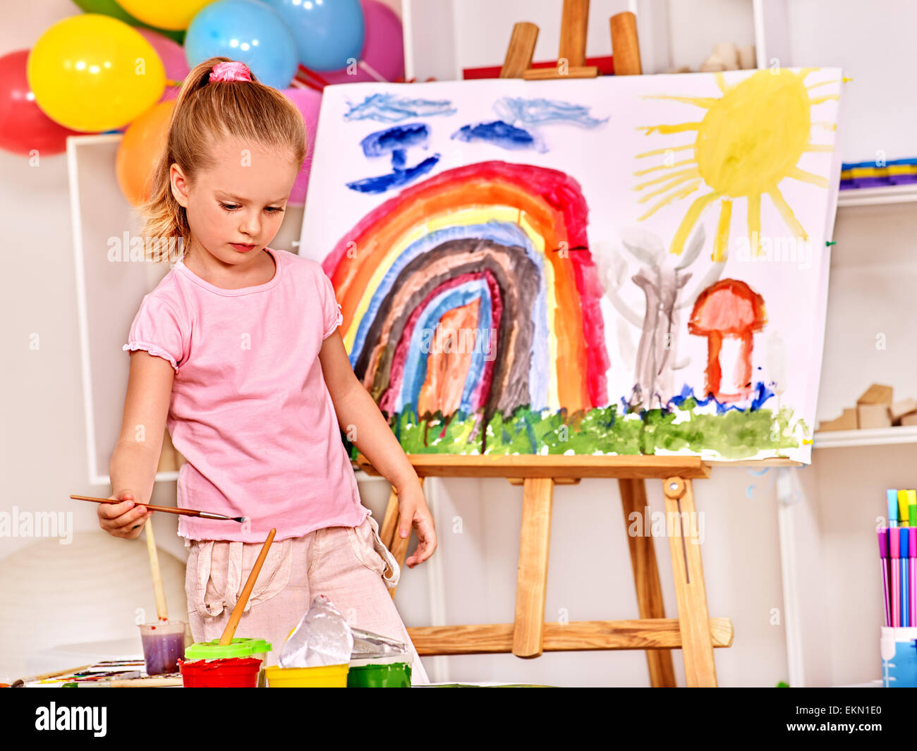 Nursery painting easel hi-res stock photography and images - Alamy