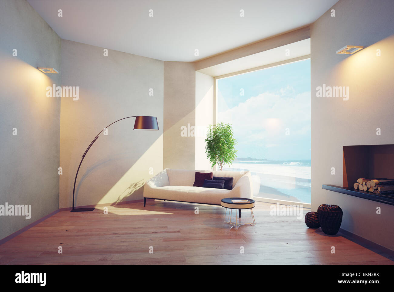 Modern interior fireplace view hi-res stock photography and images - Alamy