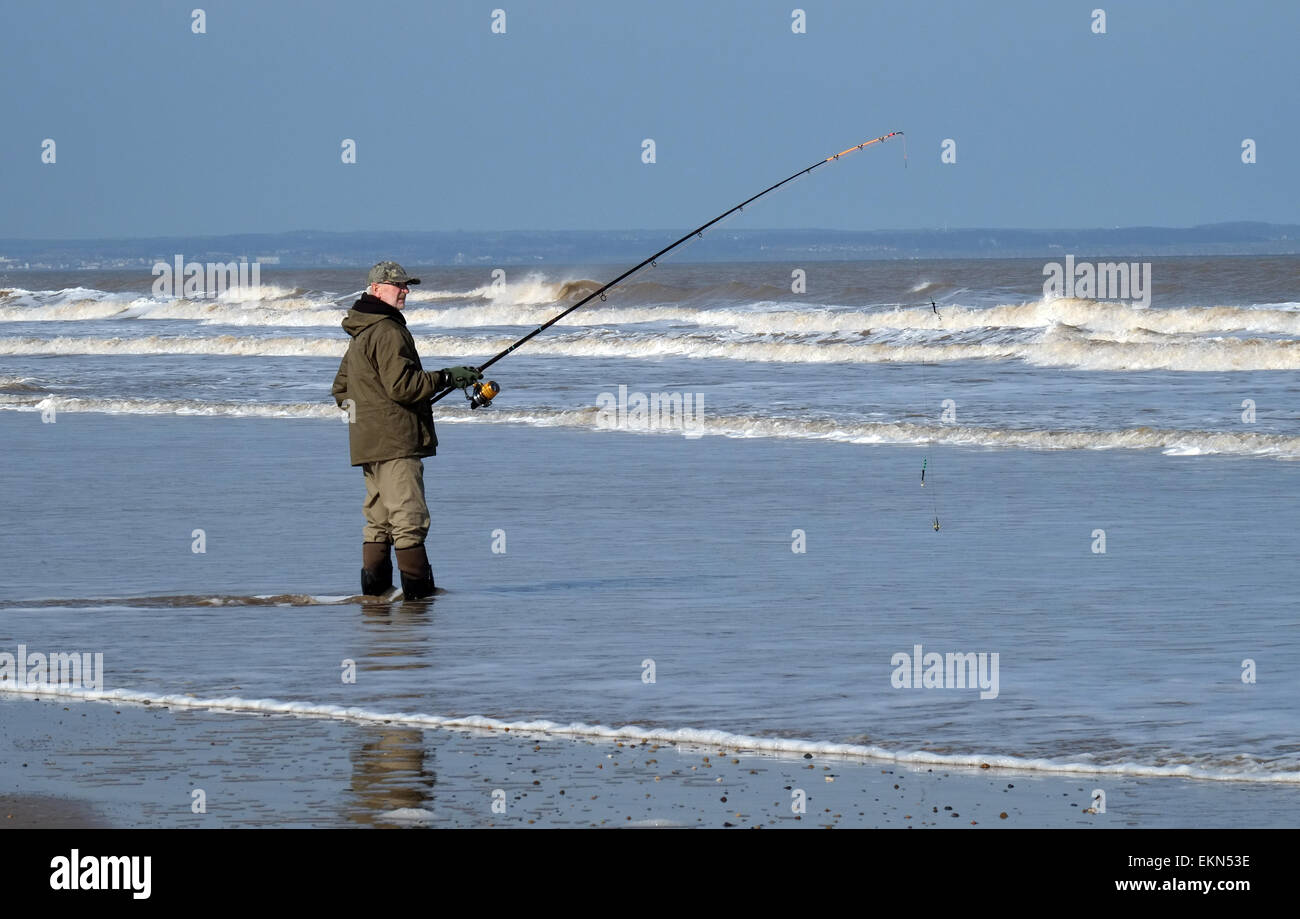 Beach casting on sands at low tide. Stock Photo