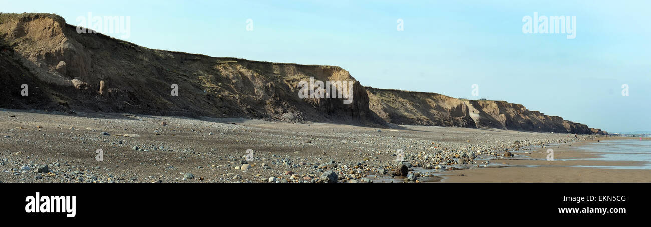 Clay cliffs eroding on east coast of UK. Stock Photo