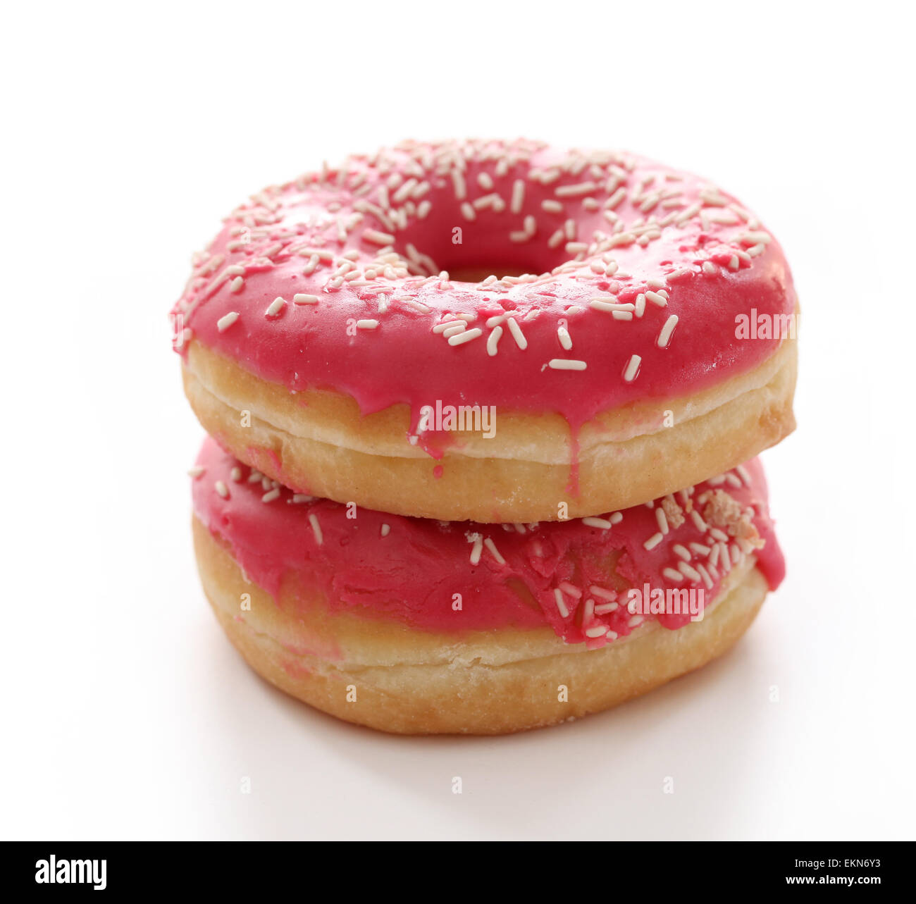 Fresh tasty donuts with pink glaze Stock Photo - Alamy