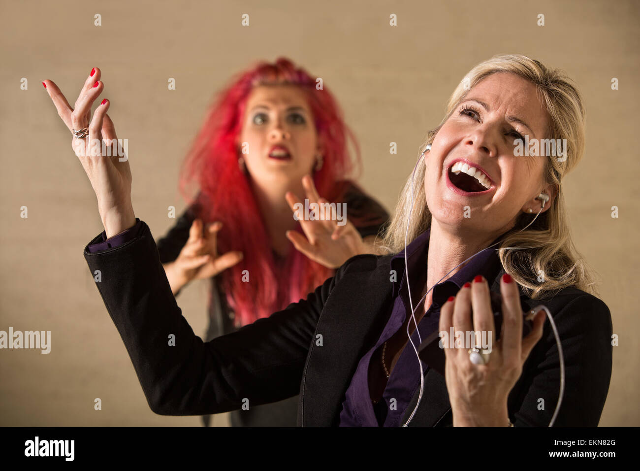 Rude Woman Singing Stock Photo Alamy