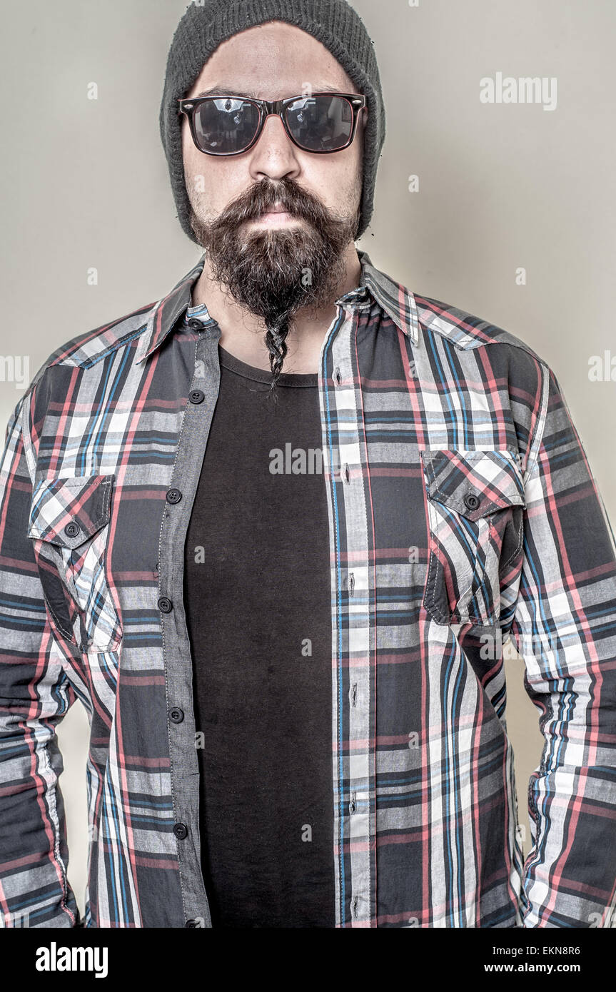 long beard and mustache hipster Stock Photo Alamy