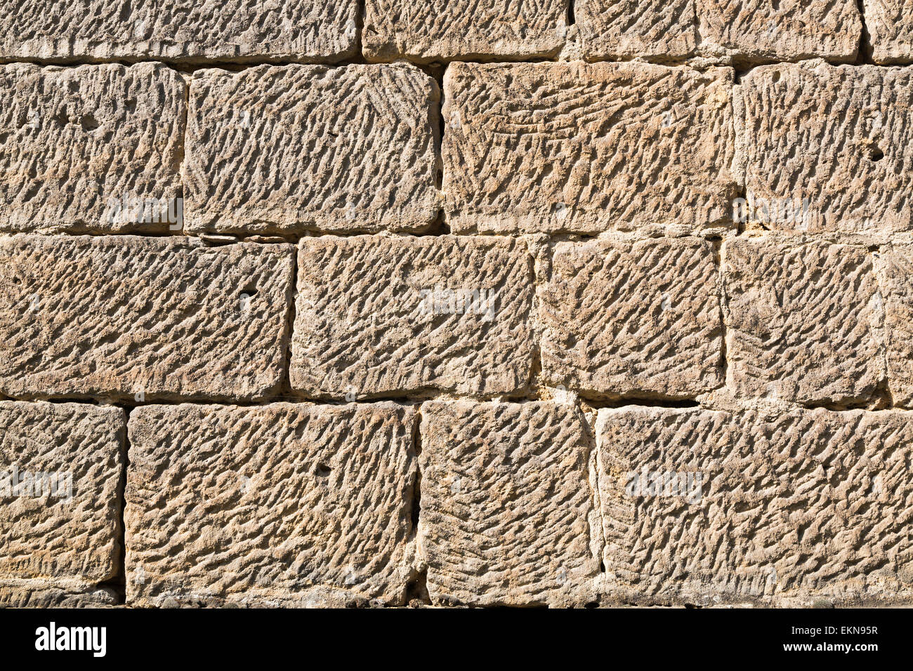 Sandstone wall background, sandstone wall of large blocks Stock Photo