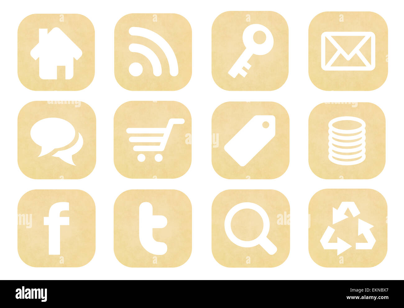 Retro social media icons collection from old paper Stock Photo Alamy