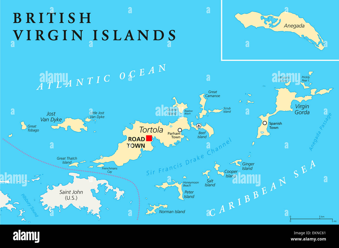 British Virgin Islands Political Map Stock Photo Alamy