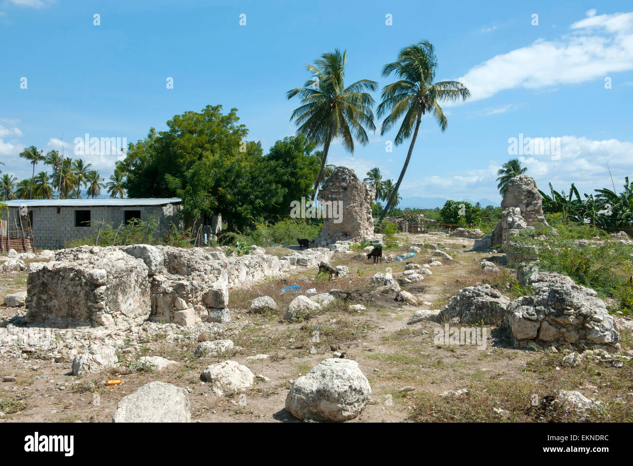 Dominikanische Republik, Südwesten, Azua, Pueblo Viejo, Ruine der Klosterkirche, wo angeblich der indianische Nationalheld des L Stock Photo