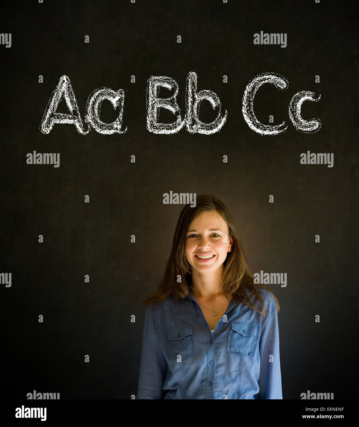 Learn alphabet write writing teacher Stock Photo - Alamy