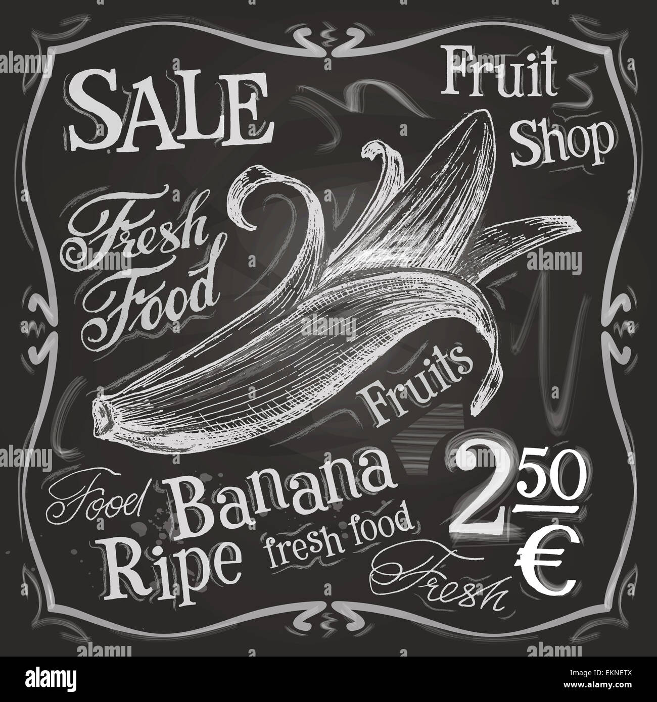 banana vector logo design template. fresh fruit, food or menu board icon. Stock Photo