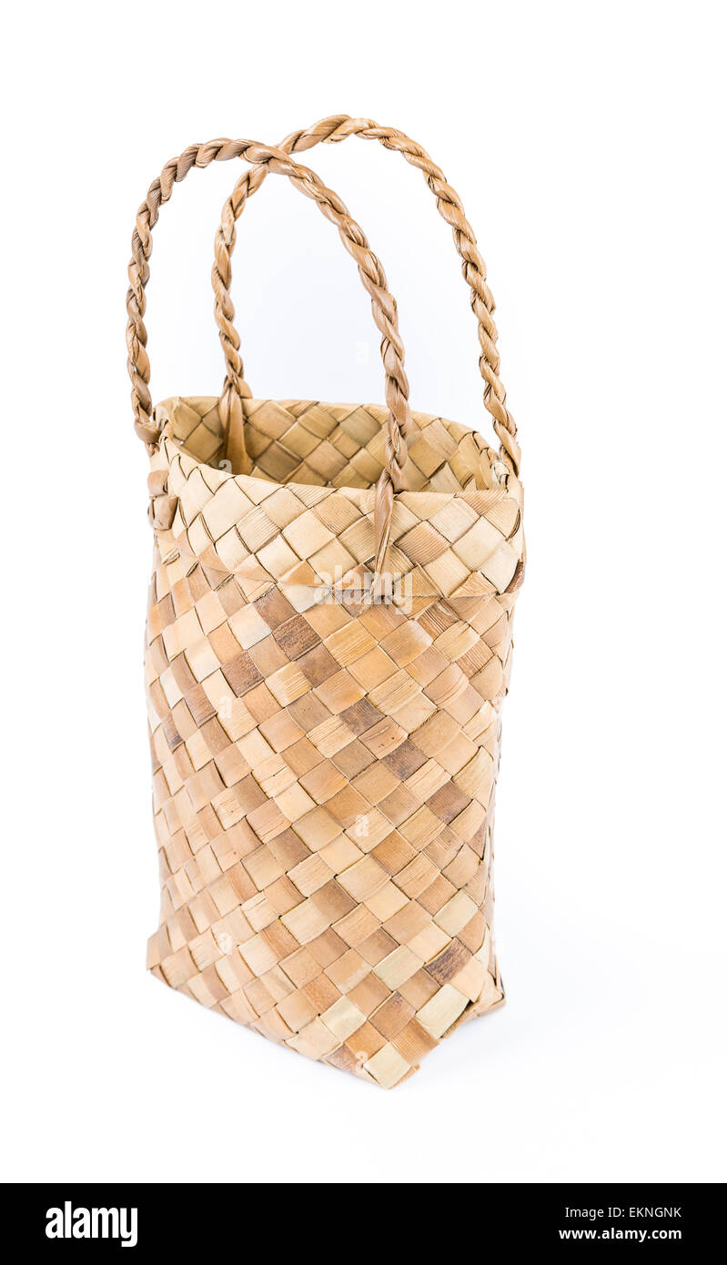 Small Wicker basket Isolate on white Stock Photo Alamy
